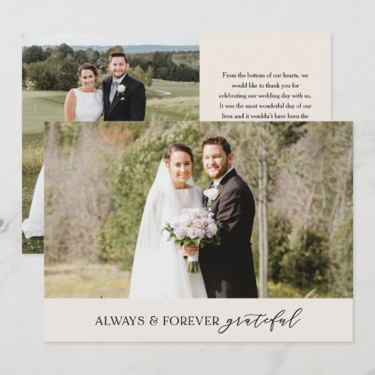 Minimalistische Cream Wedding Altijd en Voor Altij Bedankkaart (Voorkant / Achterkant)