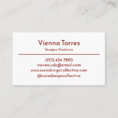 Minimalistische Creatieve Slank Wit Rood Modern Cl Visitekaartje (Voorkant)