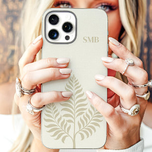 Minimalistische Crème Botanische Monogram iPhone 16 Pro Max Hoesje
