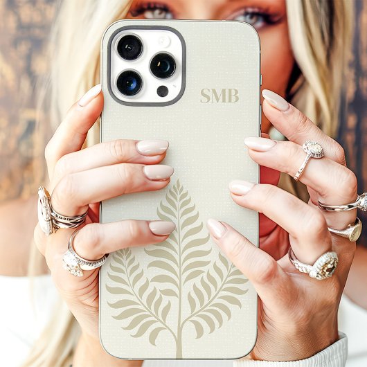 Minimalistische Crème Botanische Monogram Case-Mate iPhone Case