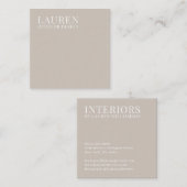 Minimalistische crème eenvoudige elegante interieu vierkante visitekaartje (Voorkant / Achterkant)