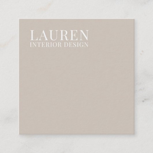 Minimalistische crème eenvoudige elegante interieu vierkante visitekaartje (Voorkant)