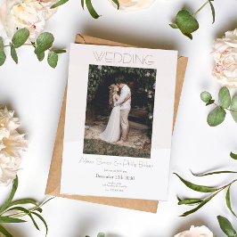 Minimalistische crème foto bruiloft uitnodiging