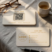 Minimalistische Crème Gouden QR Code Fotograaf Visitekaartje