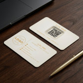 Minimalistische Crème Gouden QR Code Fotograaf Visitekaartje