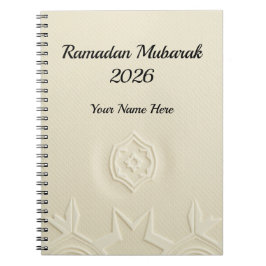Minimalistische Crème Linnen Textuur Ramadan Notitieboek
