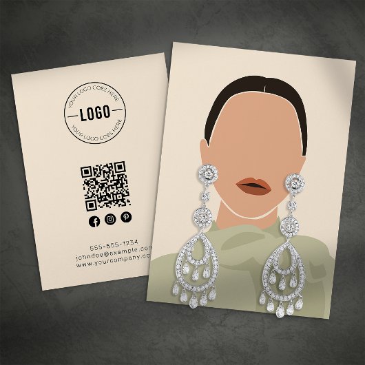Minimalistische Crème Sieraden Display Kaart Contactkaartje