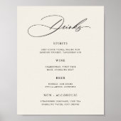 Minimalistische Crème Trouwbar Menu Poster (Voorkant)