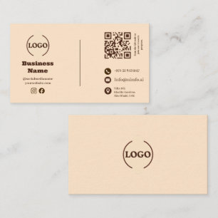 Minimalistische Crème Zakelijke Kaart QR Beloninge Visitekaartje