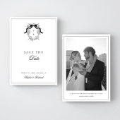 Minimalistische Crest Ribbon Bow Fotobruiloft Save The Date