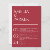 Minimalistische Crimson Red bruiloft uitnodiging (Voorkant)