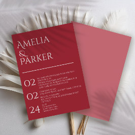 Minimalistische Crimson Red bruiloft uitnodiging