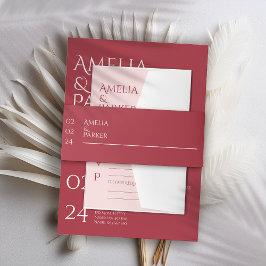 Minimalistische Crimson Red bruiloft uitnodiging Uitnodigingen Wikkel