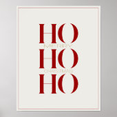 Minimalistische Crimson Red "HO HO HO" grafische m Poster (Voorkant)