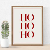 Minimalistische Crimson Red "HO HO HO" grafische m Poster