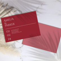 Minimalistische Crimson Red red bewaar de datum