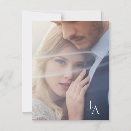 Minimalistische Crimson Red Script foto bruiloft Bedankkaart (Achterkant)