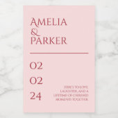Minimalistische Crimson Red Wedding Candle Label Voedselcontainer Etiket (Enkel label)