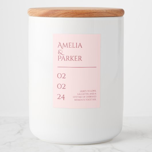 Minimalistische Crimson Red Wedding Candle Label Voedselcontainer Etiket (Voorkant)