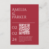 Minimalistische Crimson Red Wedding Enclosure Kaar Informatiekaartje (Voorkant)