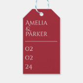 Minimalistische Crimson Red Wedding Gift Labels Cadeaulabel (Voorkant)