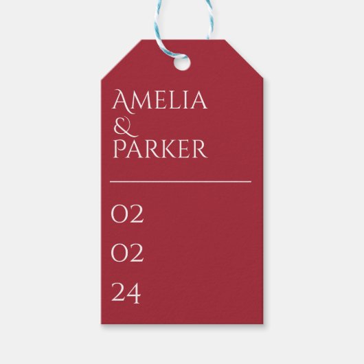 Minimalistische Crimson Red Wedding Gift Labels Cadeaulabel (Voorkant)