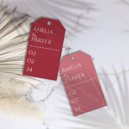 Minimalistische Crimson Red Wedding Gift Labels Cadeaulabel