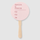 Minimalistische Crimson Red Wedding Hand Fans Handwaaier (Achterkant)