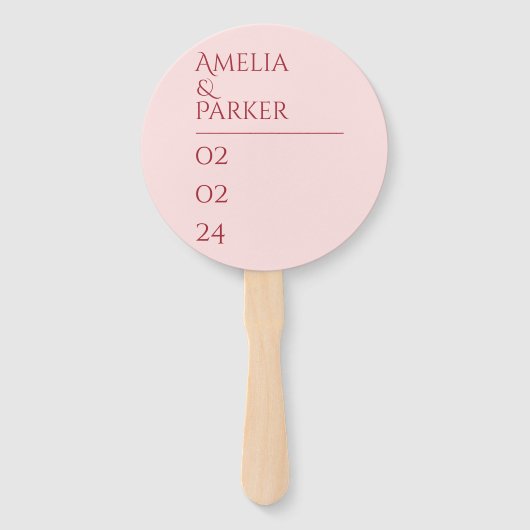 Minimalistische Crimson Red Wedding Hand Fans Handwaaier (Achterkant)