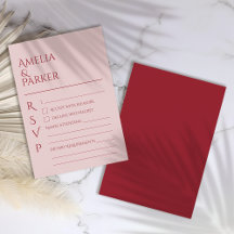 Minimalistische Crimson Red Wedding RSVP