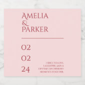 Minimalistische Crimson Rode bruiloft Sparkling Wijnetiket (Enkel label)