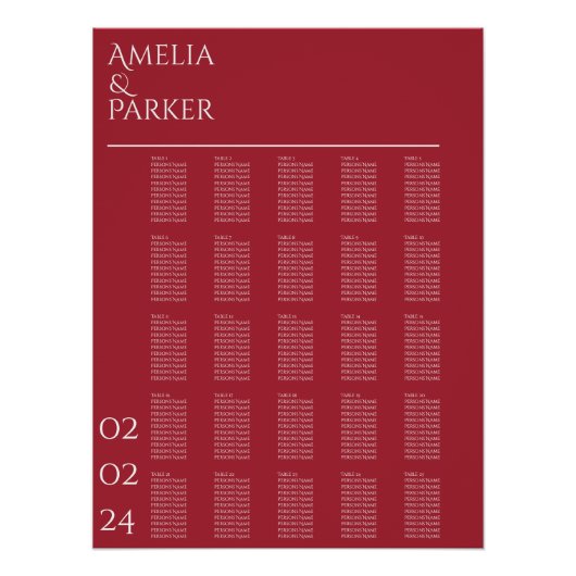 Minimalistische Crimson Rode bruiloft zitkar Perfect Poster (Voorkant)