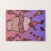 Minimalistische Cupcake met een kers en besprenkel Legpuzzel (Horizontaal)