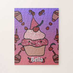 Minimalistische Cupcake met een kers en besprenkel Legpuzzel