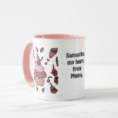 Minimalistische Cupcake met een kers en besprenkel Mok (Voorkant links)