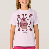 Minimalistische Cupcake met een kers en besprenkel T-shirt (Voorkant)