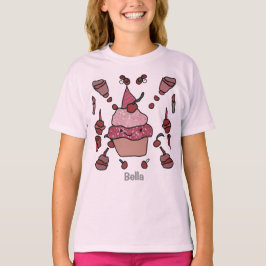 Minimalistische Cupcake met een kers en besprenkel T-shirt