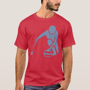 Minimalistische Curling Silhouette Sportfamilie T-shirt