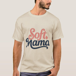 Minimalistische Cursieve 'Soft Mama' Typografie On T-shirt