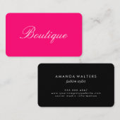 Minimalistische cursieve tekst Hot Pink Black Visitekaartje (Voorkant / Achterkant)