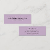 Minimalistische cursieve tekst van lavendel mini visitekaartje (Voorkant / Achterkant)