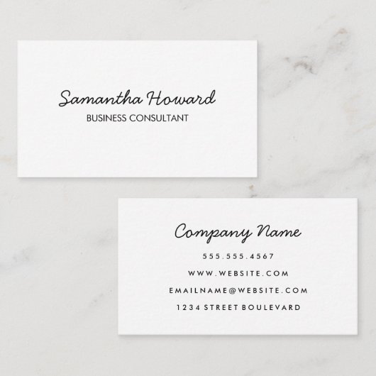 Minimalistische Cursieve Tekst Visitekaartje (Voorkant / Achterkant)