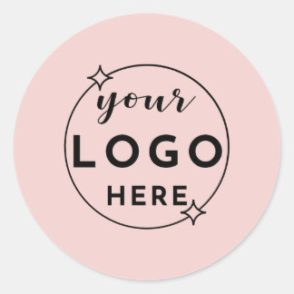 Minimalistische Custom Business Logo Blush Roze Ronde Sticker