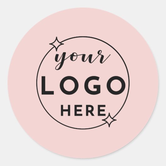 Minimalistische Custom Business Logo Blush Roze Ronde Sticker (Voorkant)