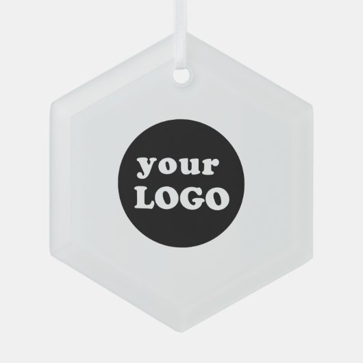 Minimalistische Custom Business Logo White Glas Ornament (Voorkant)