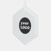 Minimalistische Custom Business Logo White Glas Ornament (Voorkant links)