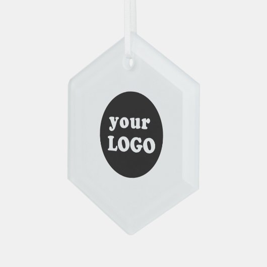Minimalistische Custom Business Logo White Glas Ornament (Voorkant links)
