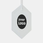 Minimalistische Custom Business Logo White Glas Ornament (Voorkant Rechts)