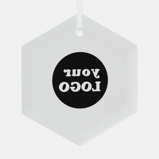 Minimalistische Custom Business Logo White Glas Ornament (Achterkant)