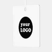 Minimalistische Custom Business Logo White Metalen Ornament (Voorkant links)